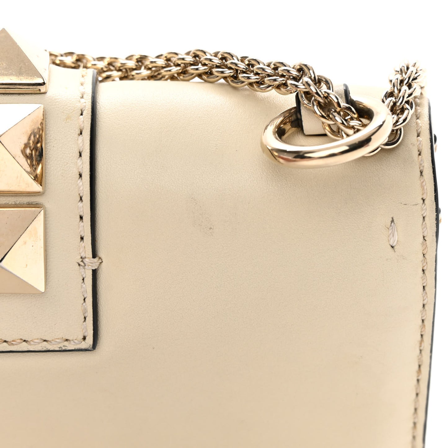 Vitello Mini Glam Lock Rockstud Flap White