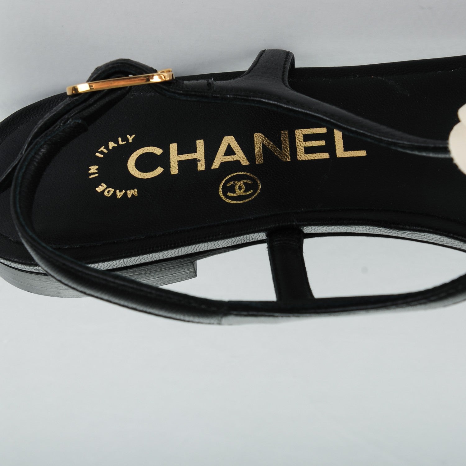 Chanel Lambskin Camellia Thong Sandals 36 Black White 7 of 9