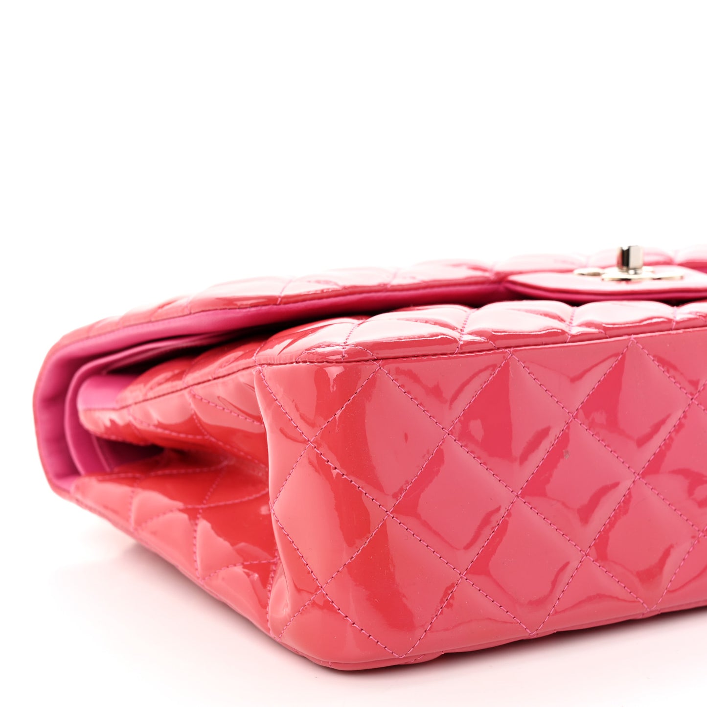 Patent Quilted Jumbo Double Flap Pink