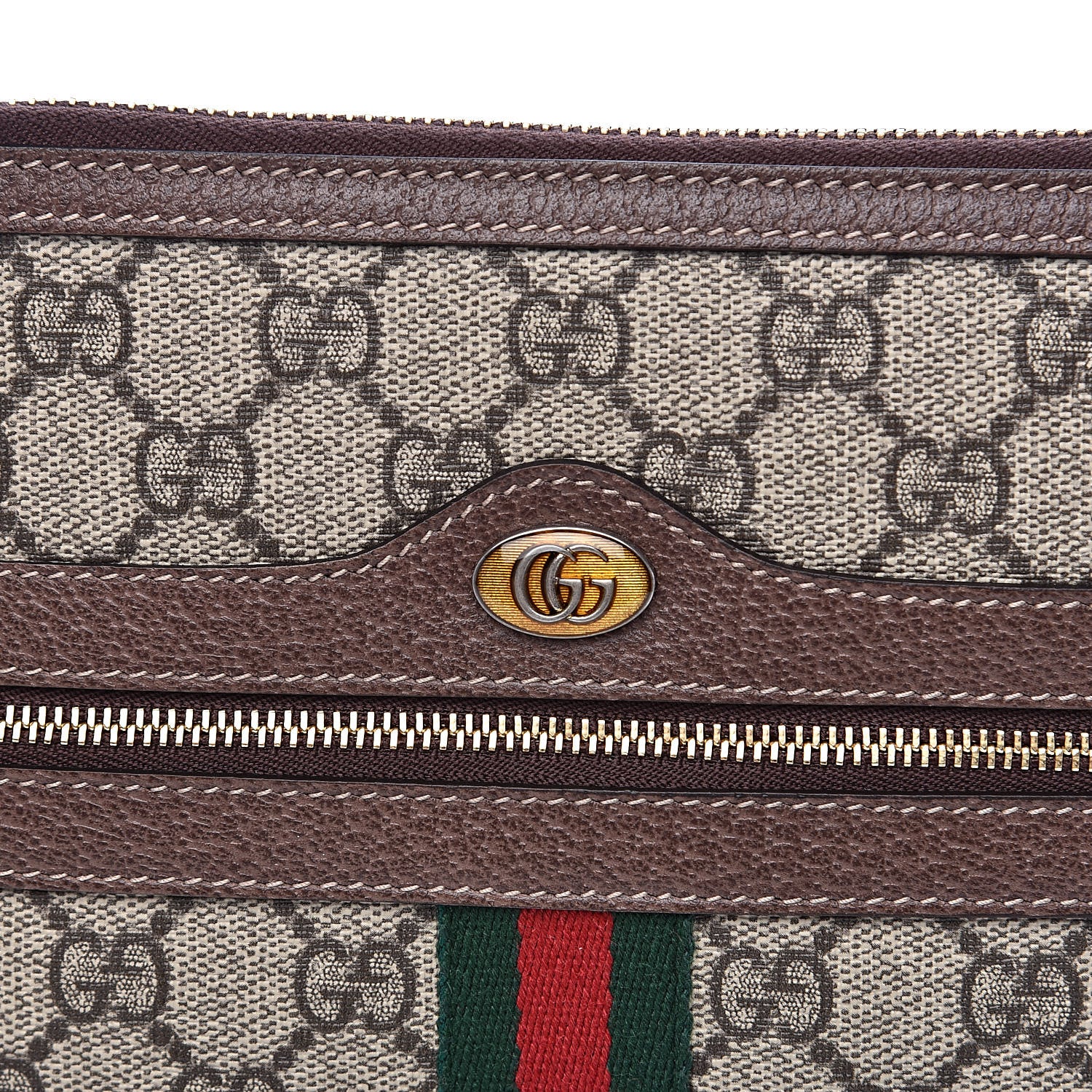 Gucci GG Supreme Monogram Large Ophidia Pouch Clutch Brown 10 of 12