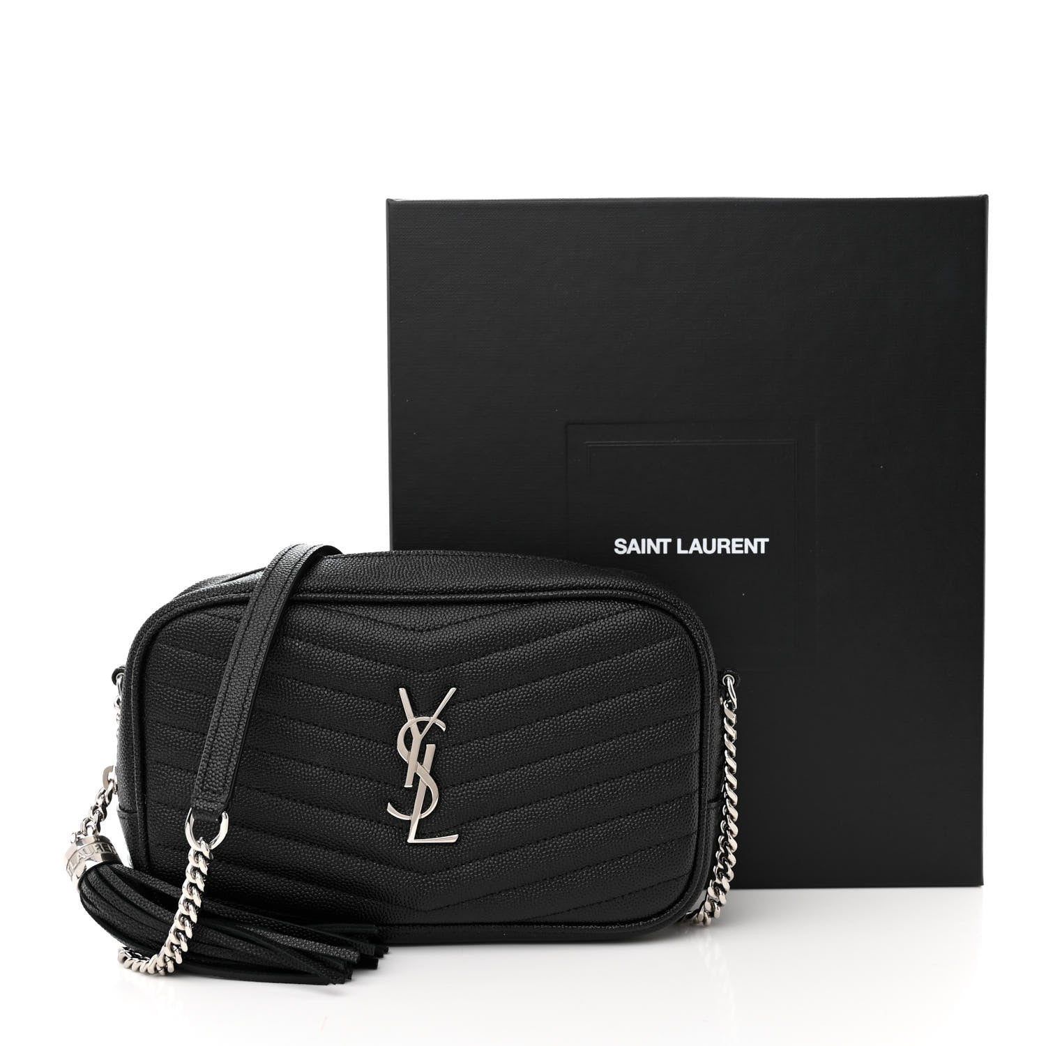 Saint Laurent Grain De Poudre Matelasse Monogram Mini Lou Camera Bag Black 11 of 11