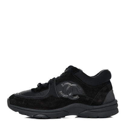 Chanel Fabric Calfskin Suede CC Sneakers 39 Black 1 of 9