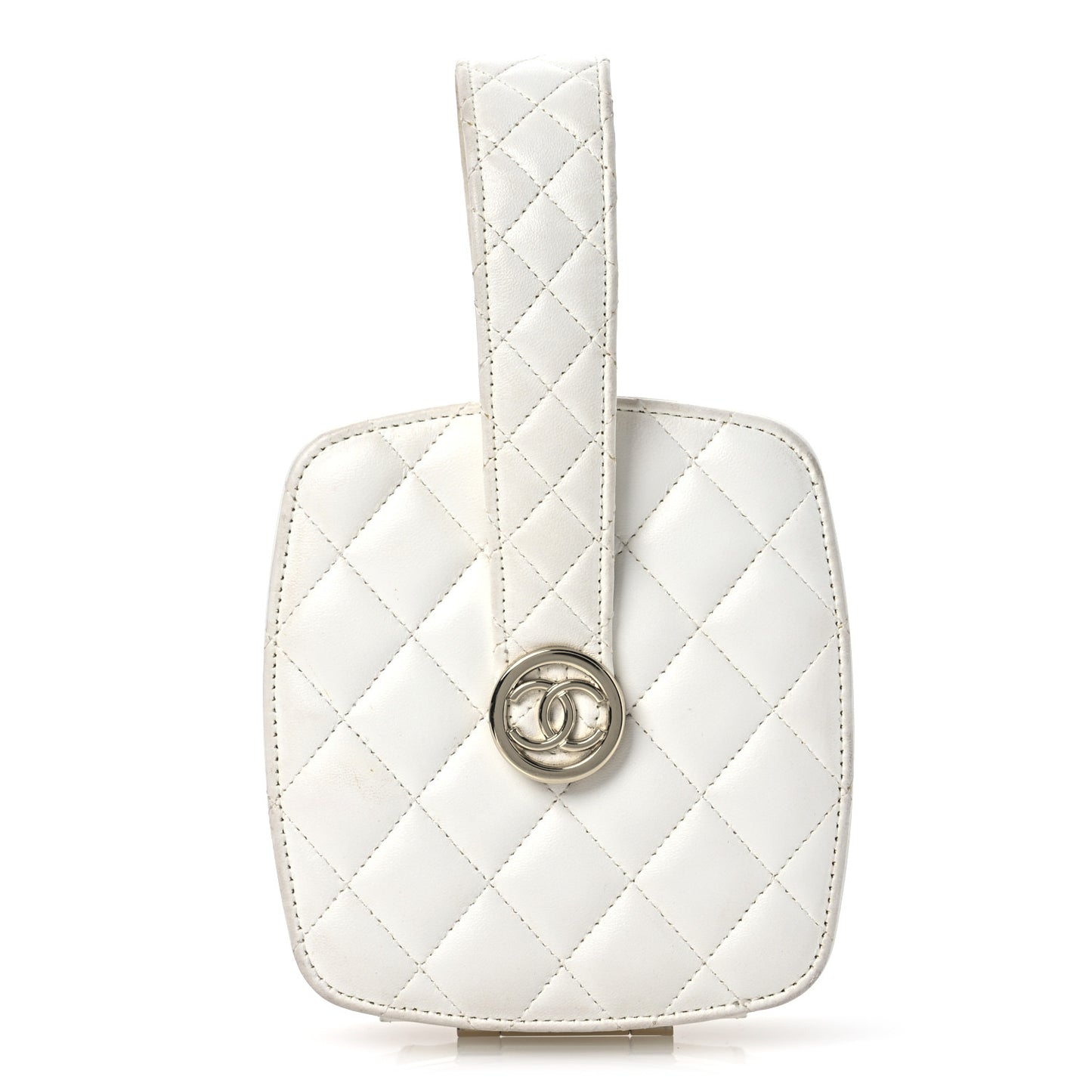 Lambskin Minaudiere Vanity With Handle White