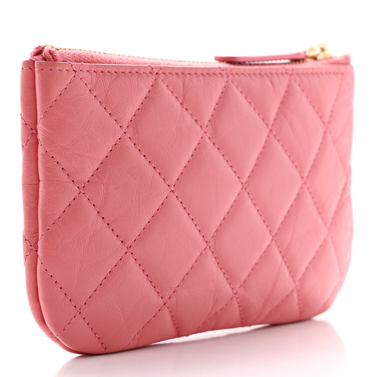 Aged Calfskin Quilted Small Reissue Cosmetic Case Pink