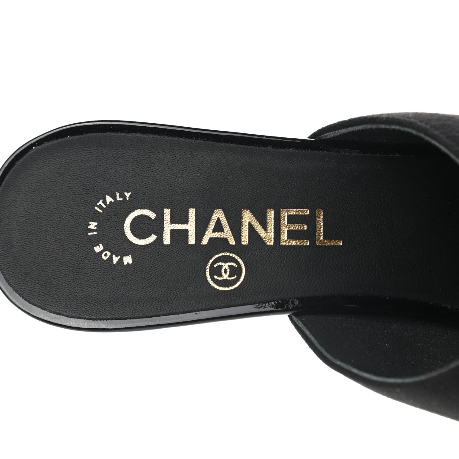 Chanel Suede Patent Calfskin Cap Toe Pearl Mule 39 Black 6 of 9
