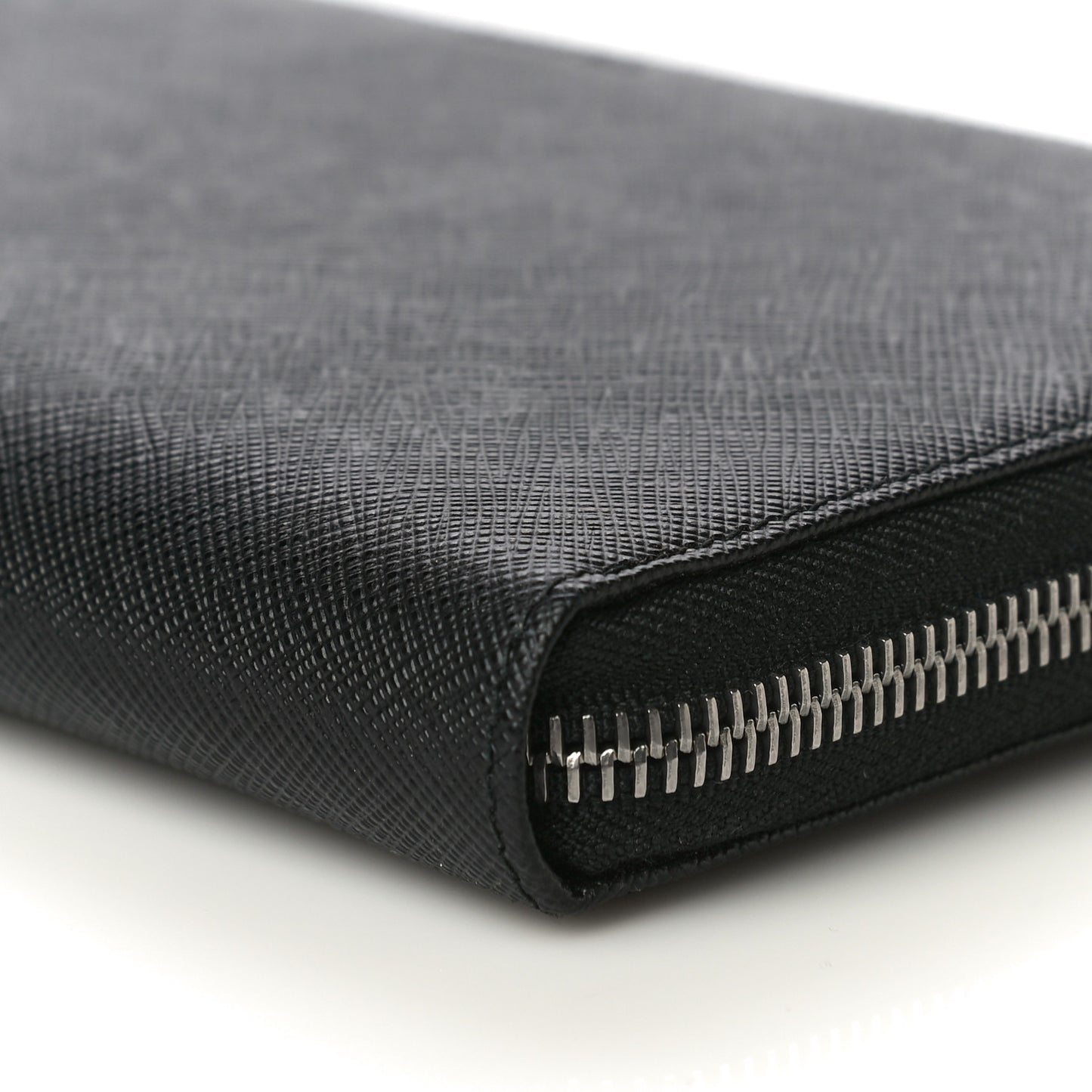Saffiano Large Zip Around Travel Wallet Black
