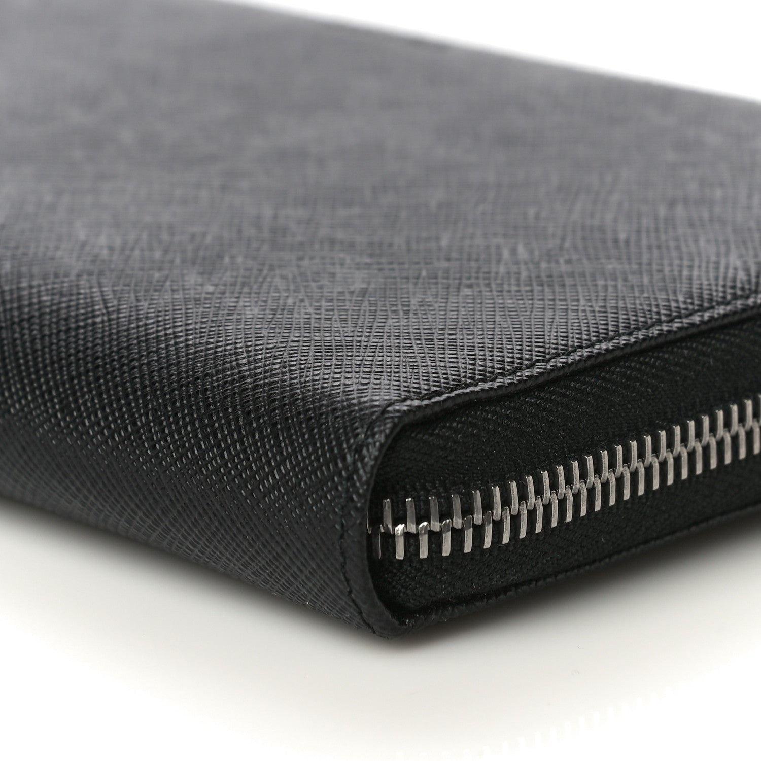 Prada Saffiano Large Zip Around Travel Wallet Black 17 of 20