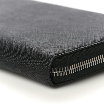Prada Saffiano Large Zip Around Travel Wallet Black 17 of 20