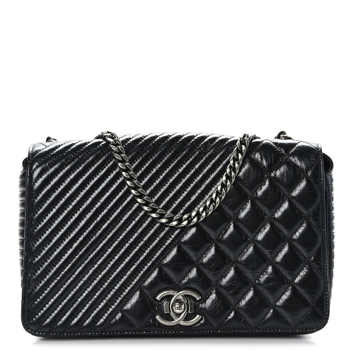 Chanel Glazed Calfskin Quilted Medium Coco Boy Flap Black 1 of 10
