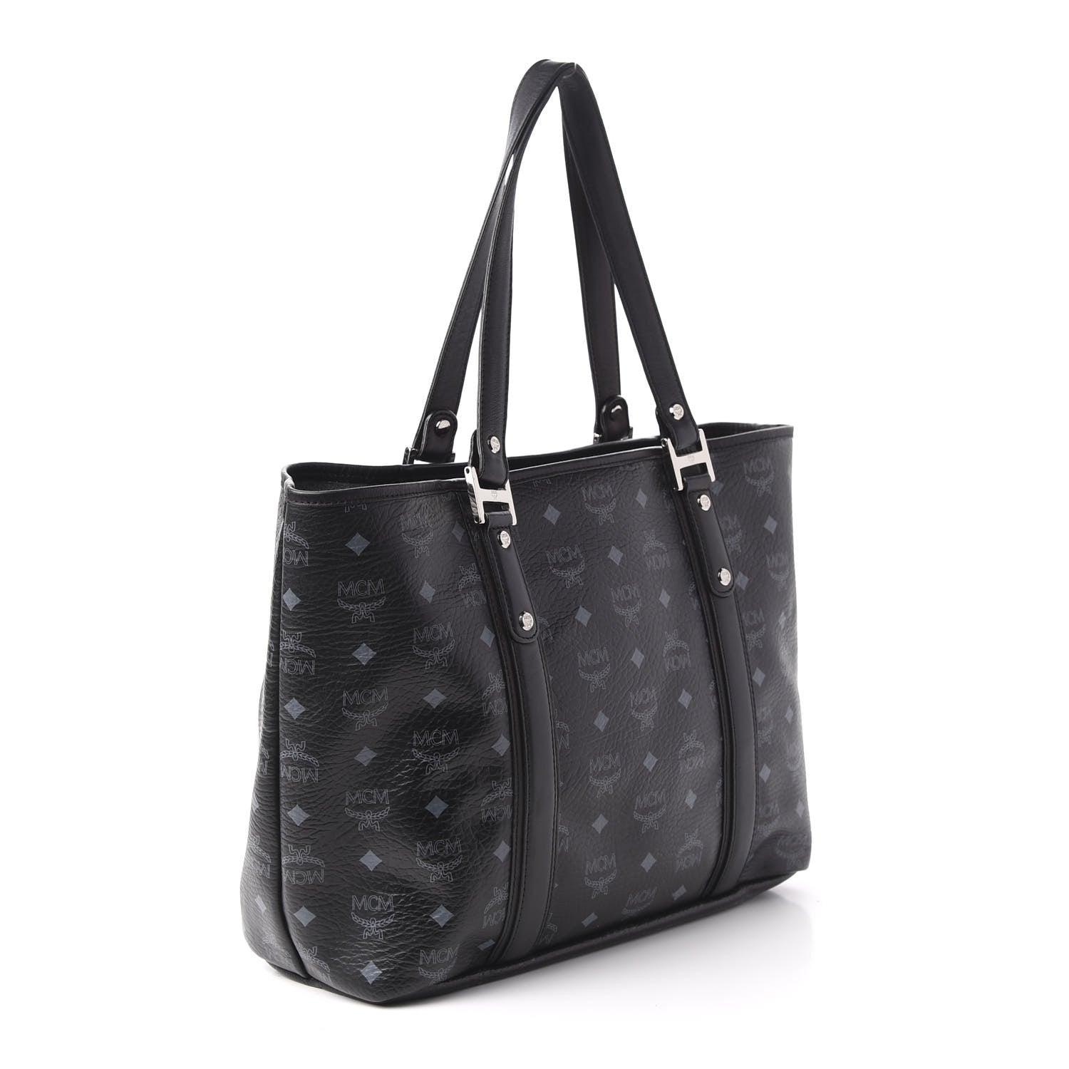 MCM Visetos Shopping Tote Black 3 of 9