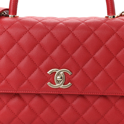 Chanel Caviar Lizard Embossed Quilted Small Coco Handle Flap Red 7 of 10