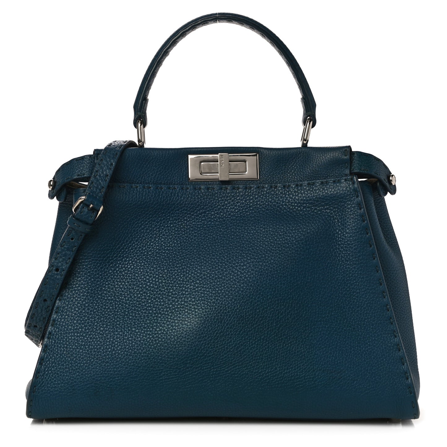 Cuoio Romano Selleria Bi-Color Medium Peekaboo Iconic Satchel Blue Latte