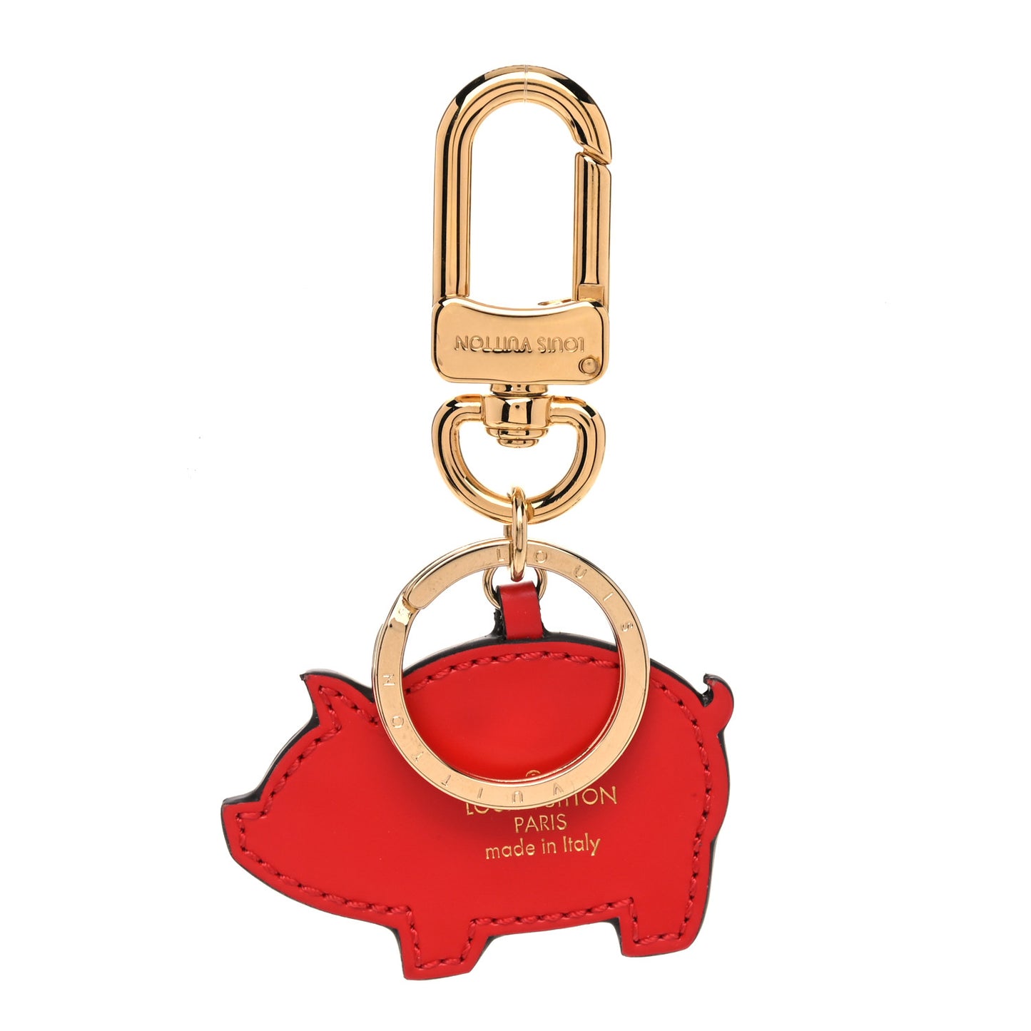 Calfskin Superstition Pig Bag Charm Key Holder Rose