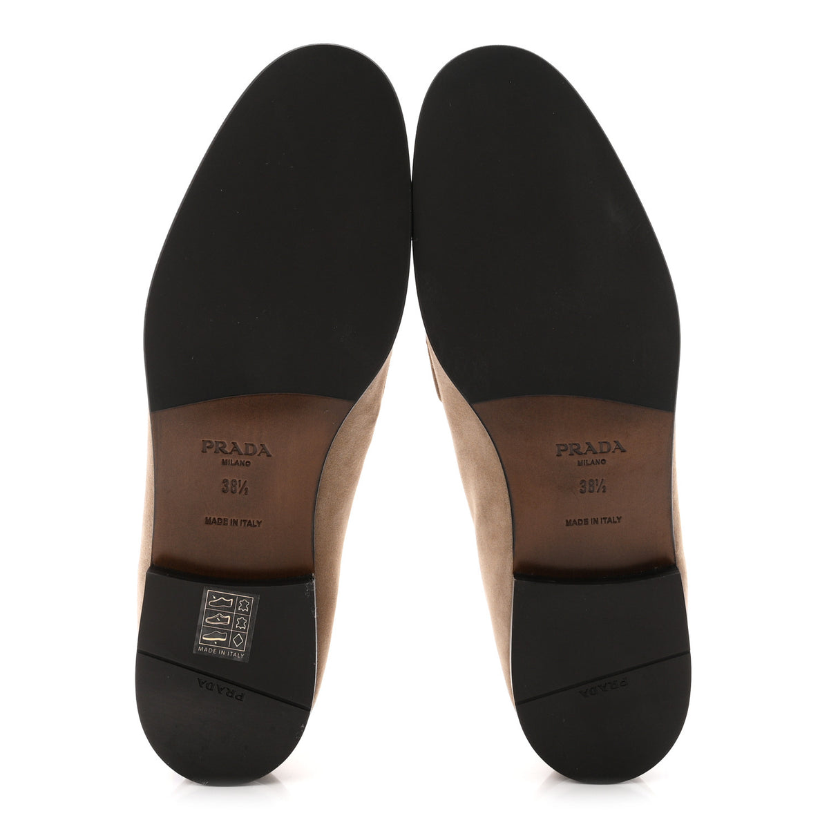 Prada Suede Calfskin Metal Triangle Logo 10mm Loafers 38.5 Corda 6 of 8