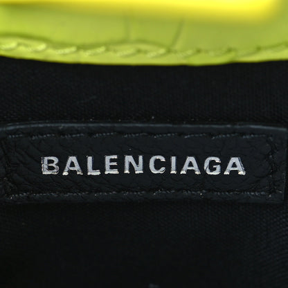 Balenciaga Calfskin Crocodile Embossed Logo Shopping Phone Holder Bag Lime 6 of 10