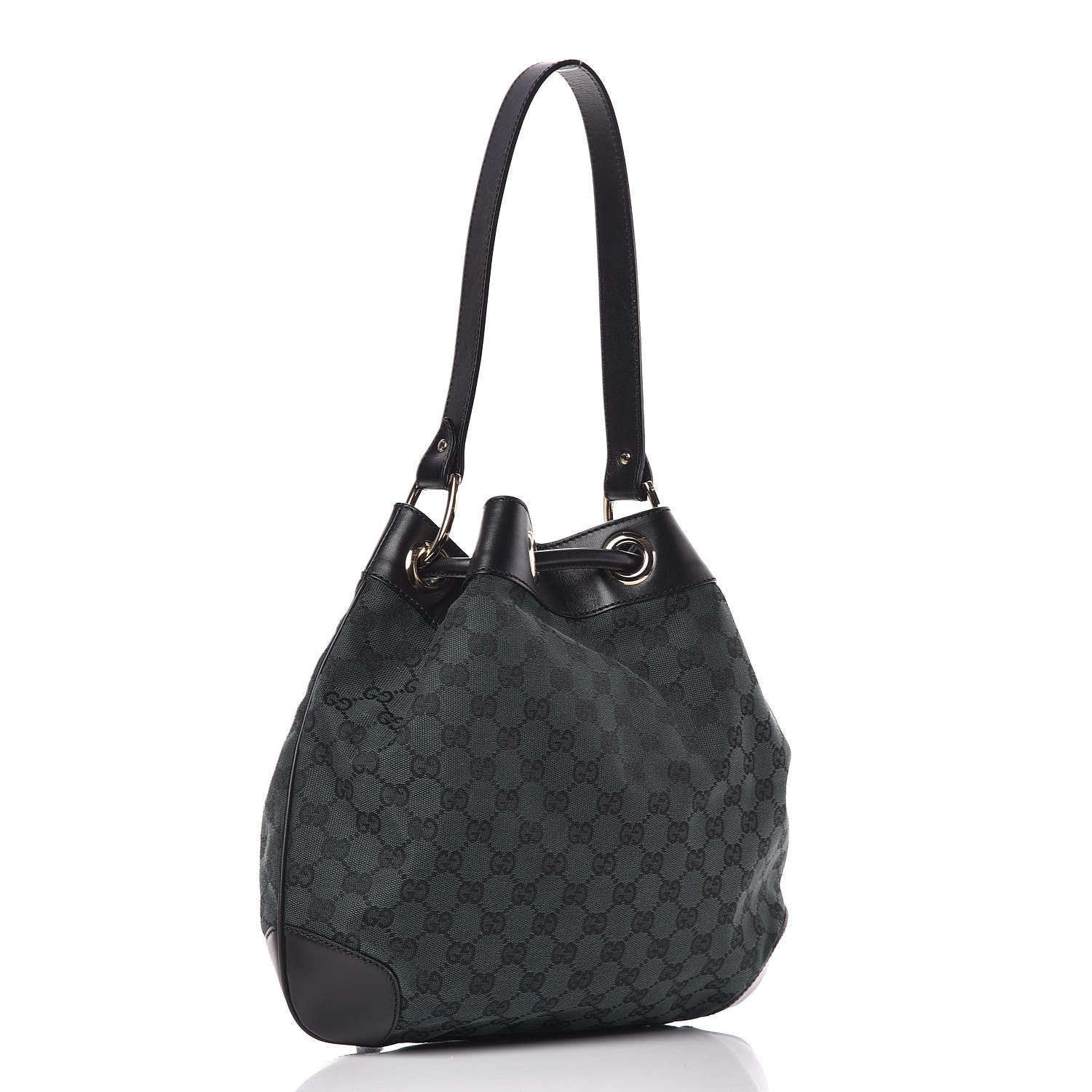 Gucci Monogram Drawstring Shoulder Bag Green 3 of 10
