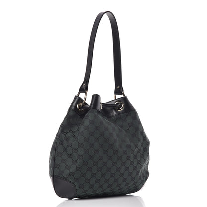 Gucci Monogram Drawstring Shoulder Bag Green 3 of 10