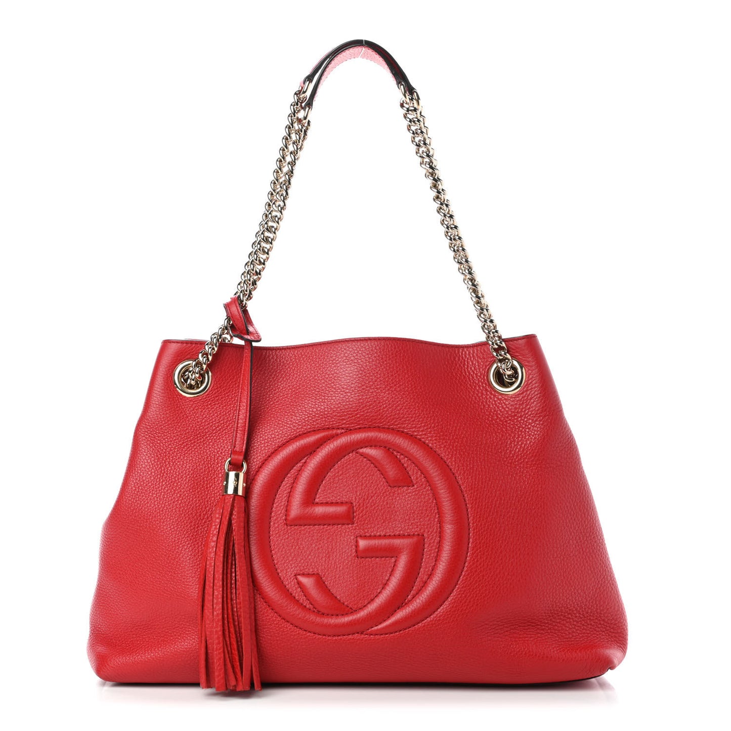 Pebbled Calfskin Medium Soho Chain Shoulder Bag Tabasco Red