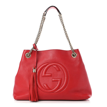 Gucci Pebbled Calfskin Medium Soho Chain Shoulder Bag Tabasco Red 1 of 4