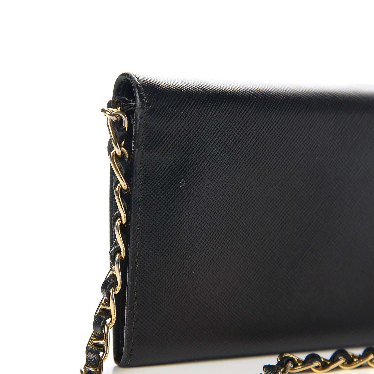 Saffiano Metal Oro Chain Wallet Black