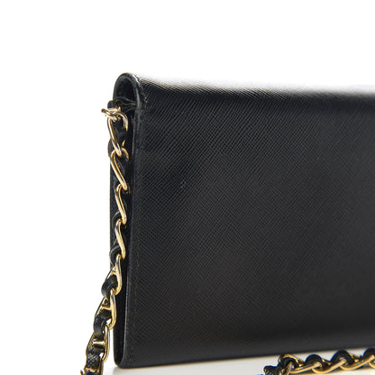 Prada Saffiano Metal Oro Chain Wallet Black 9 of 11