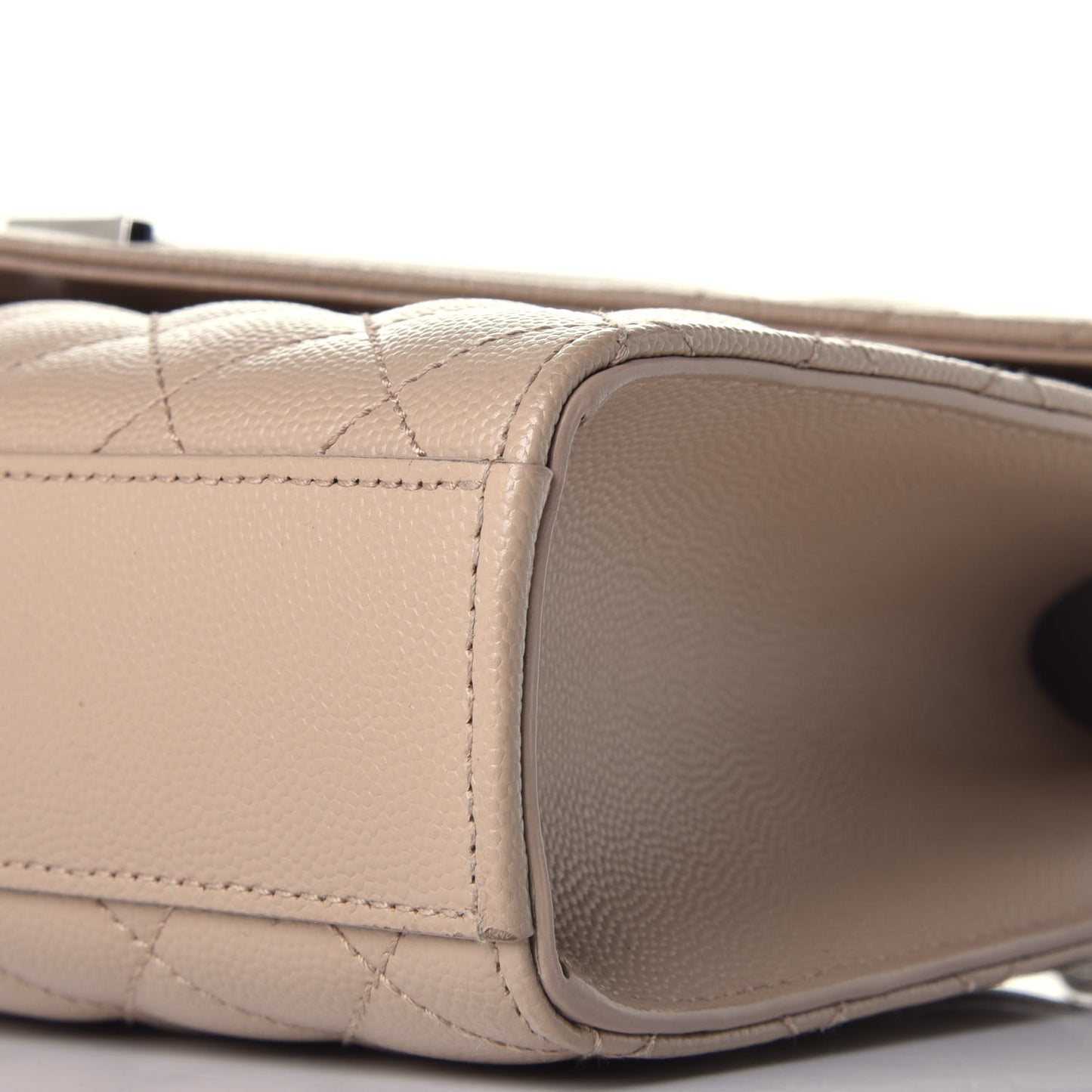 Grain De Poudre Textured Mixed Matelasse Medium Triquilt Monogram Satchel Dark Beige
