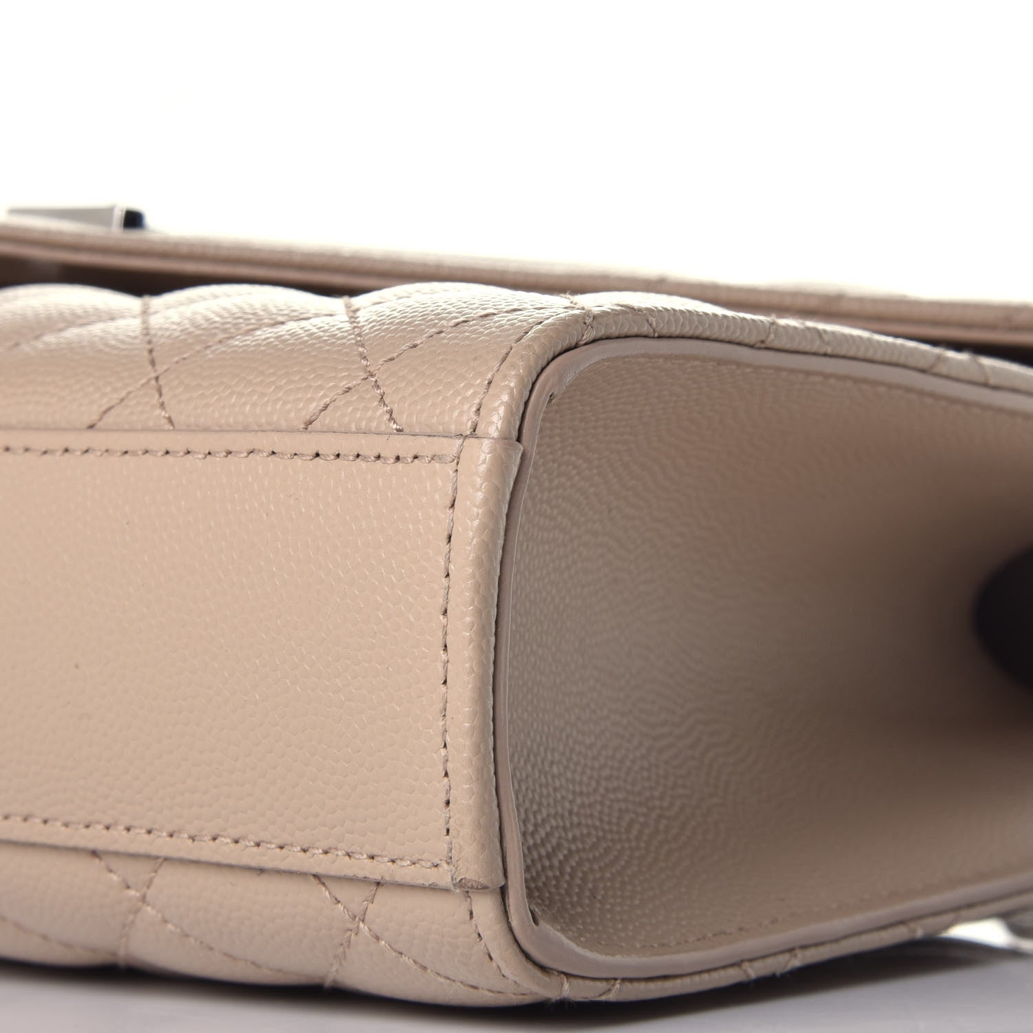 Saint Laurent Grain De Poudre Textured Mixed Matelasse Medium Triquilt Monogram Satchel Dark Beige 8 of 8