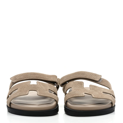 Hermes Suede Goatskin Chaine d'Ancre Womens Chypre Sandals 41 Beige Sable 2 of 9