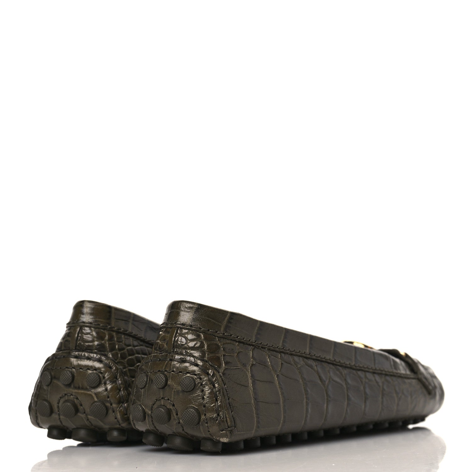 Louis Vuitton Calfskin Crocodile Embossed Dauphine Loafers 39 Green 5 of 6