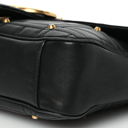 Gucci Calfskin Matelasse Studded Medium GG Marmont Shoulder Bag Black 10 of 17