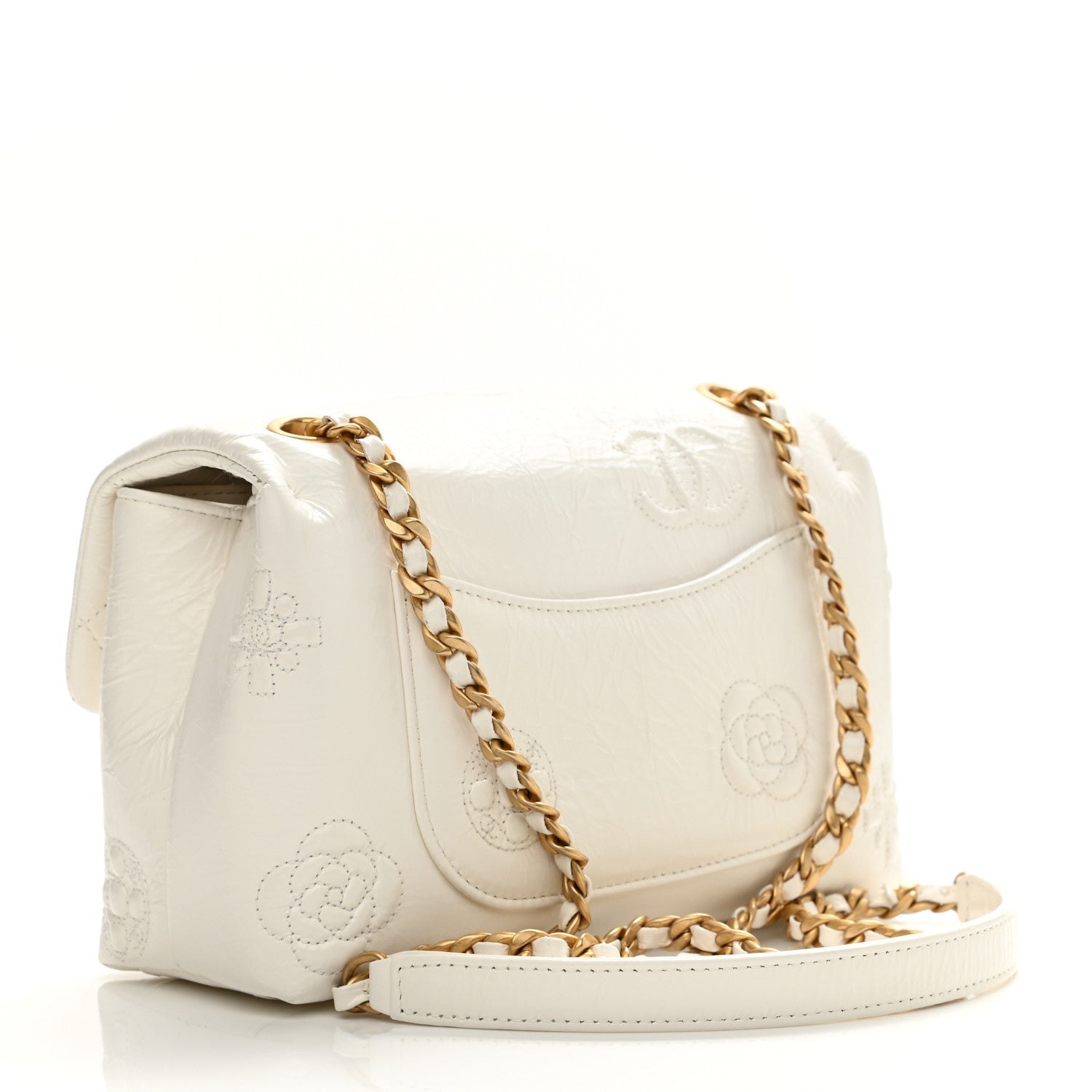 Chanel Crumbled Calfskin Embossed Flap White 4 of 21