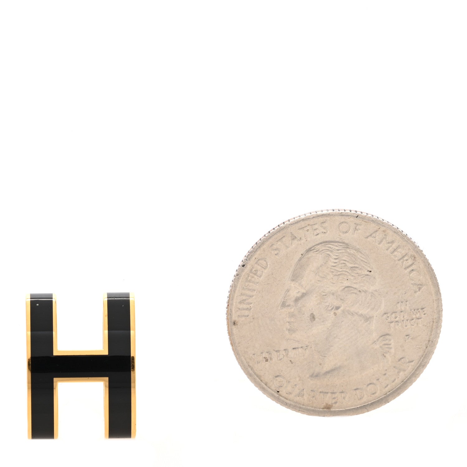 Hermes Lacquered Gold Pop H Pendant Black 2 of 3