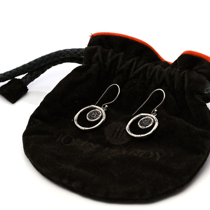 John Hardy Sterling Silver Black Sapphire Drop Hoop Earrings 7 of 7