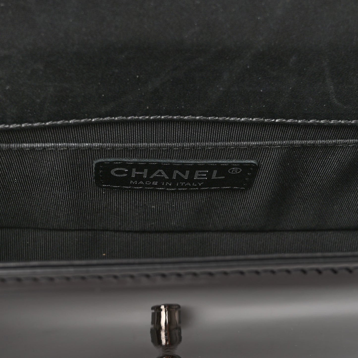 Patent Calfskin Quilted Small Boy Flap Black
