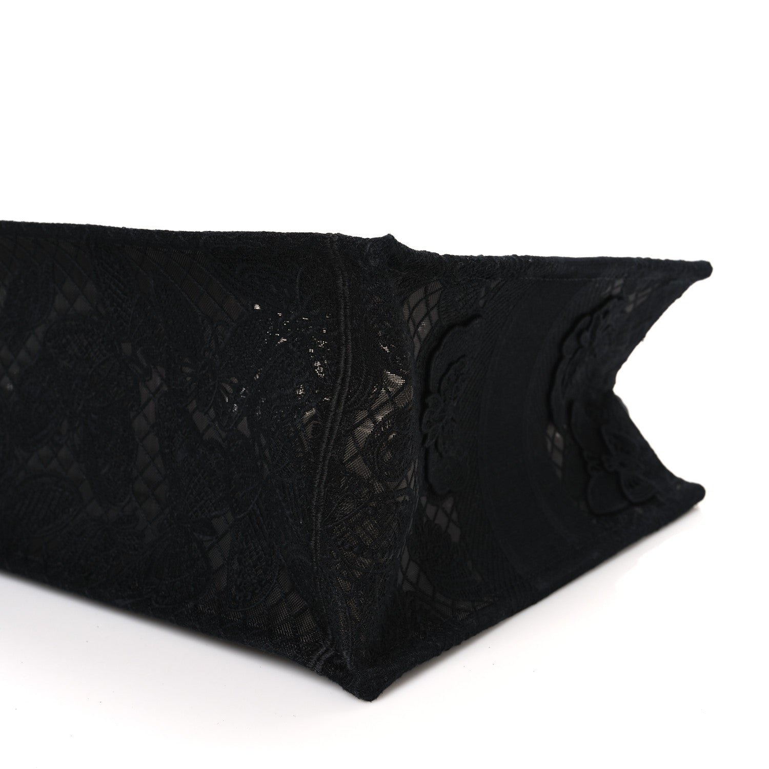 Christian Dior Embroidered 3D Macrame D-Lace Butterfly Medium Book Tote Black 9 of 9