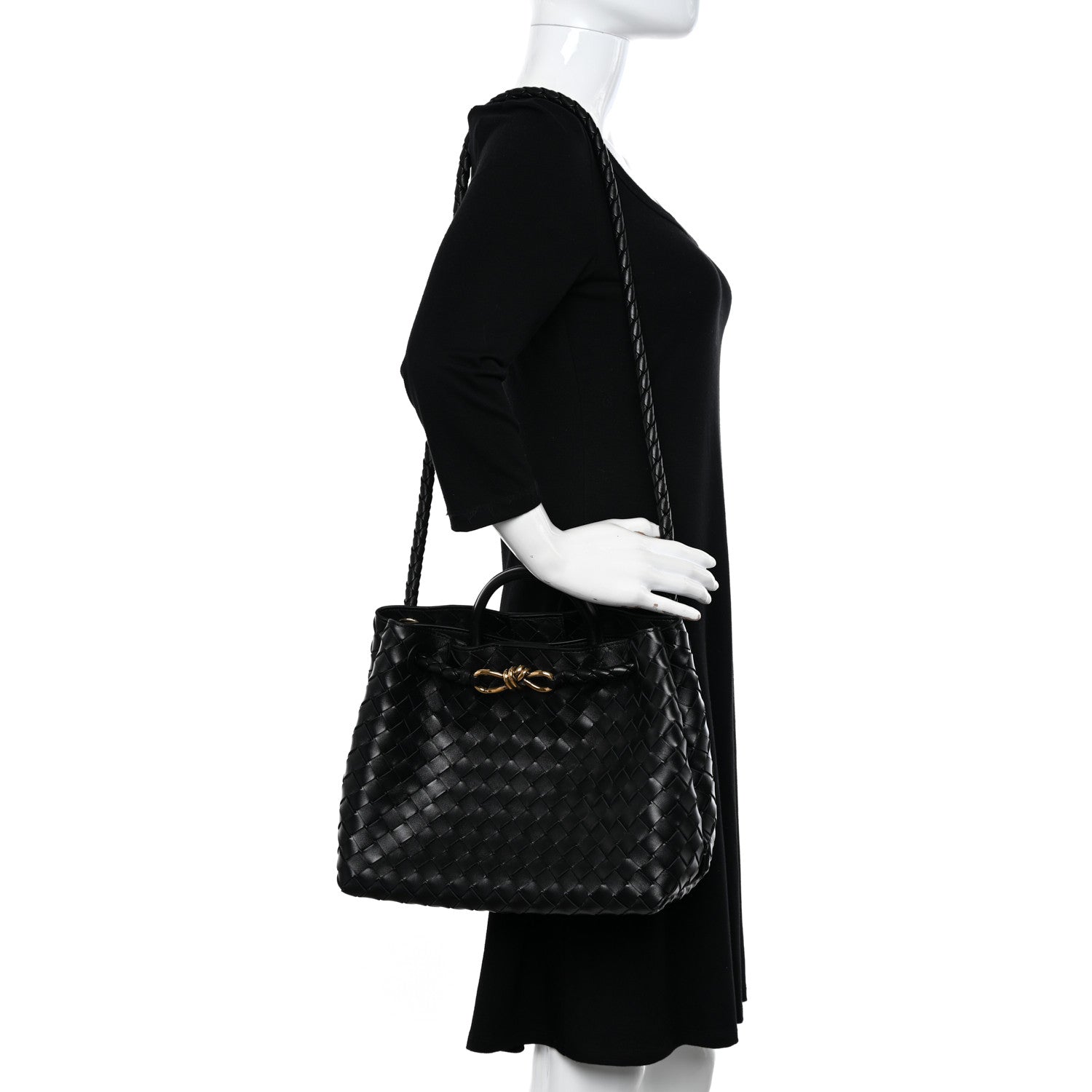 Bottega Veneta Nappa Intrecciato Medium Andiamo Shoulder Bag Black 2 of 10