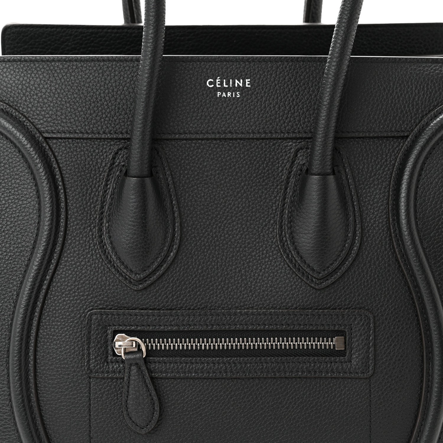 Celine Drummed Calfskin Micro Luggage Black 7 of 10