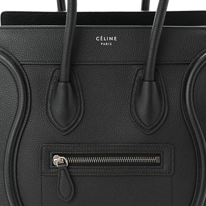 Celine Drummed Calfskin Micro Luggage Black 7 of 10