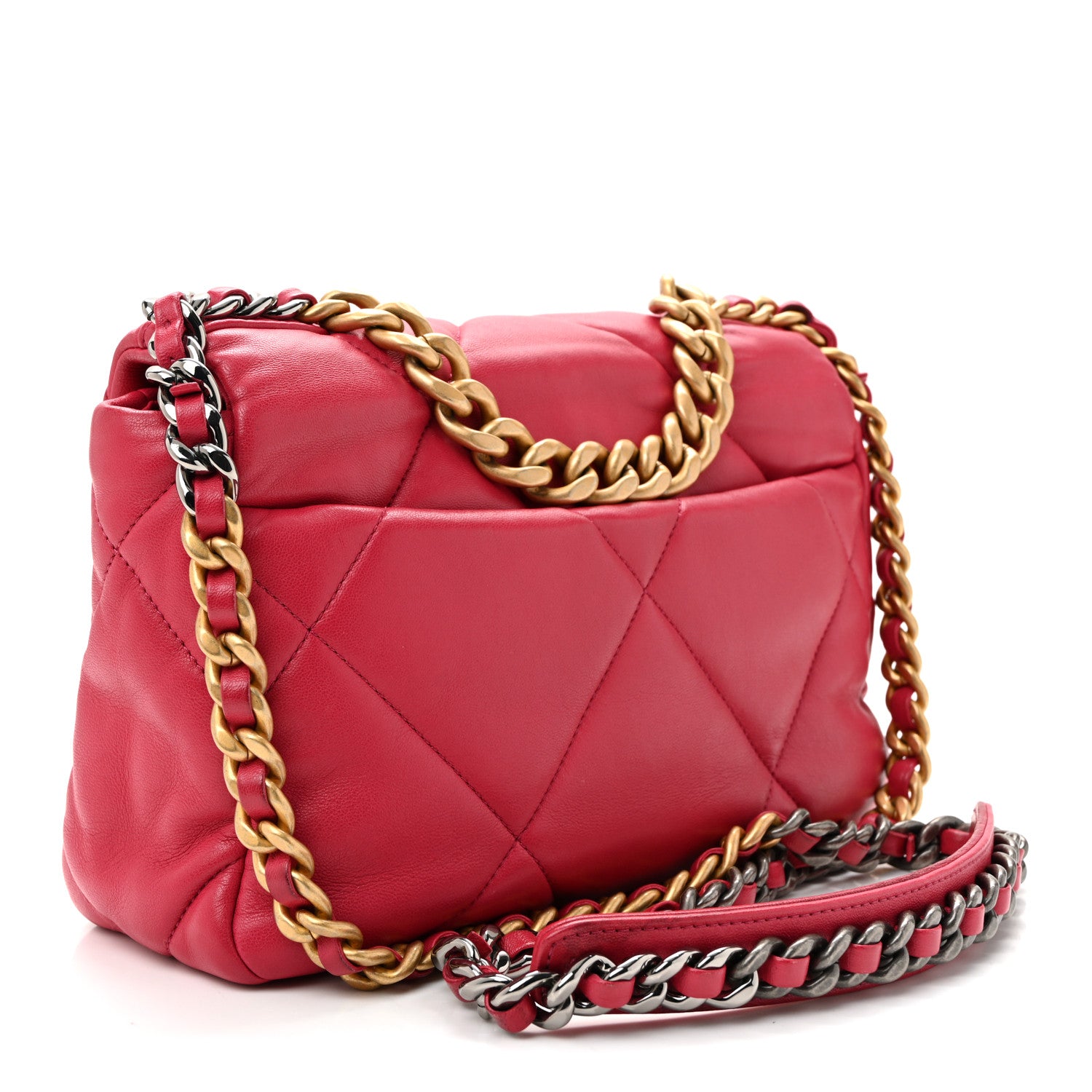 Chanel Lambskin Quilted Medium Chanel 19 Flap Dark Pink 3 of 10