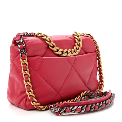 Chanel Lambskin Quilted Medium Chanel 19 Flap Dark Pink 3 of 10
