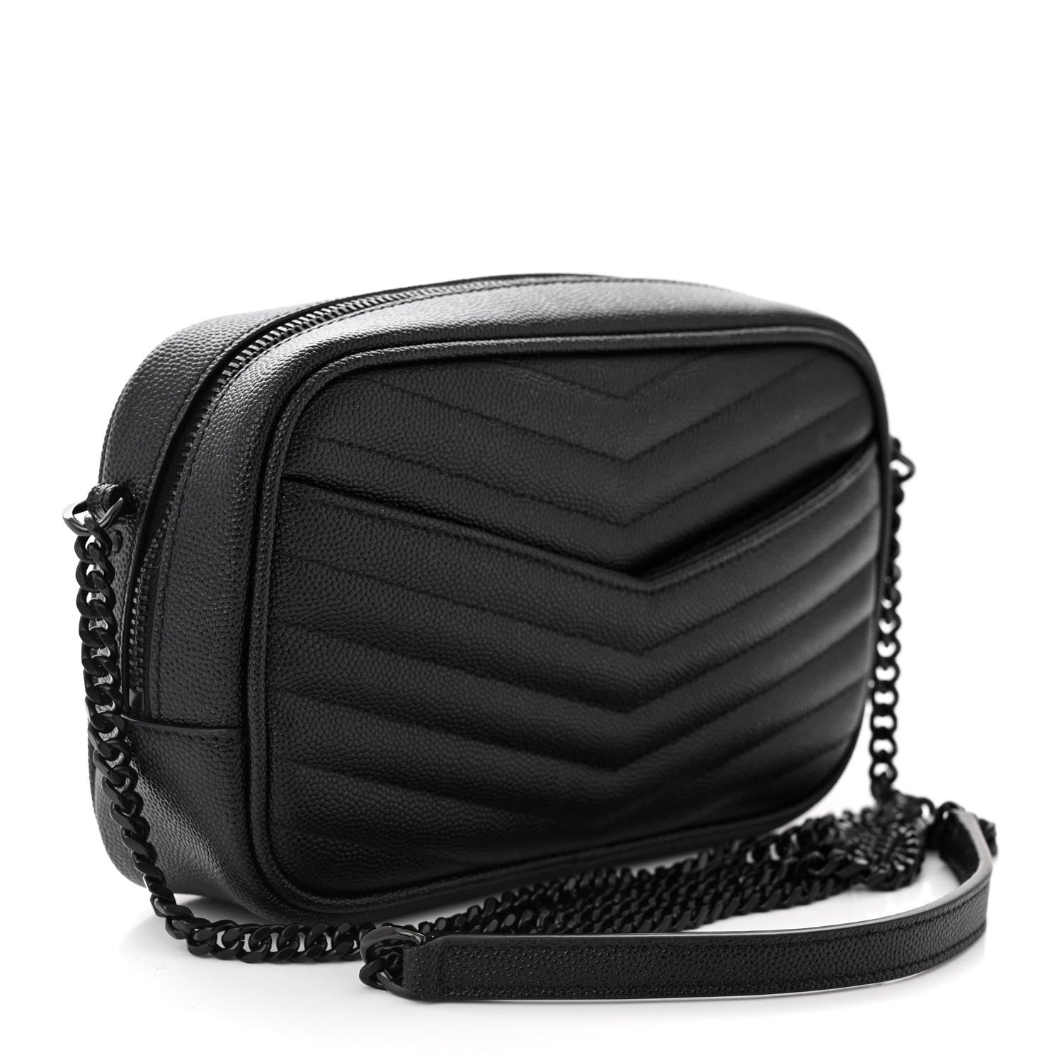 Saint Laurent Grain De Poudre Matelasse Monochrome Monogram Mini Lou Camera Bag Black 3 of 12