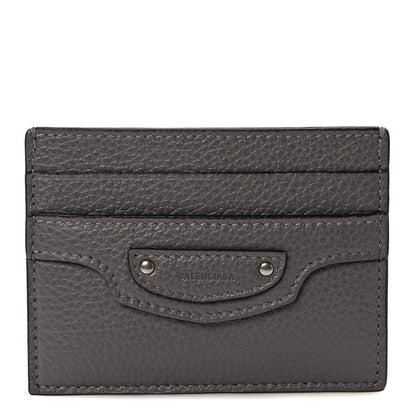 Balenciaga Grained Calfskin Neo Classic Silver Hardware Card Holder Dark Grey 1 of 7