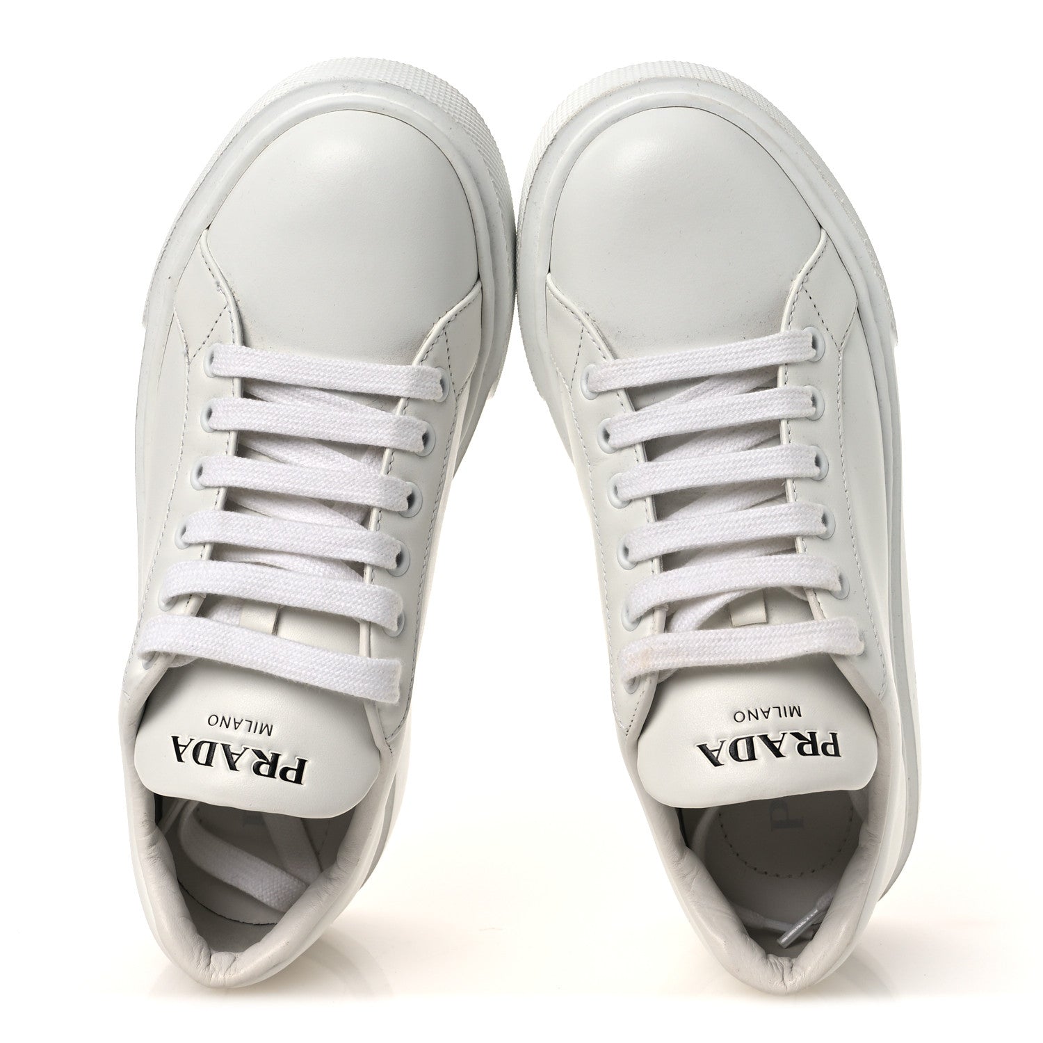 Prada Vitello Soft Logo Womens Low Top Sneakers 36 White 2 of 11