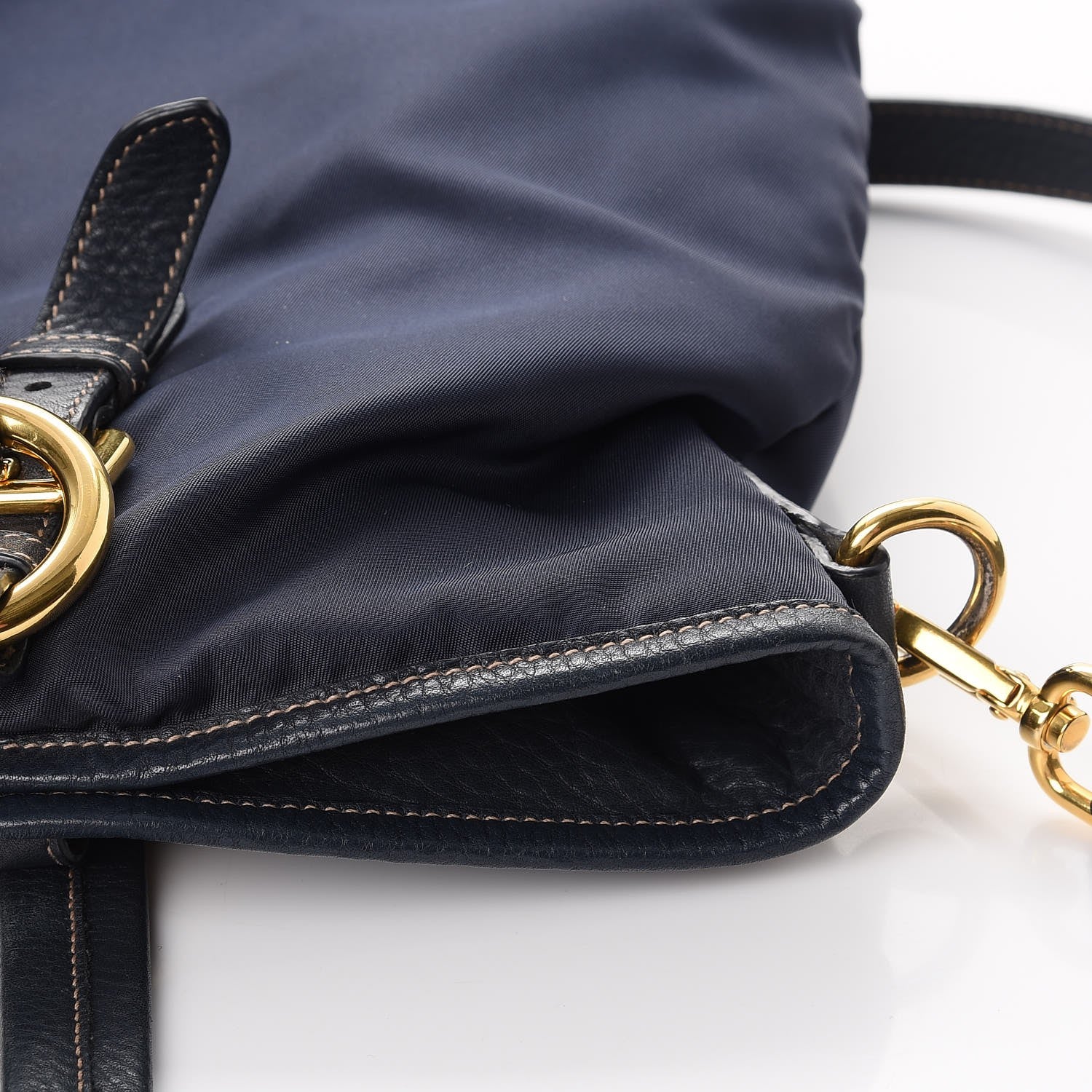 Prada Tessuto Nylon Vitello Daino Tote Blue 10 of 15