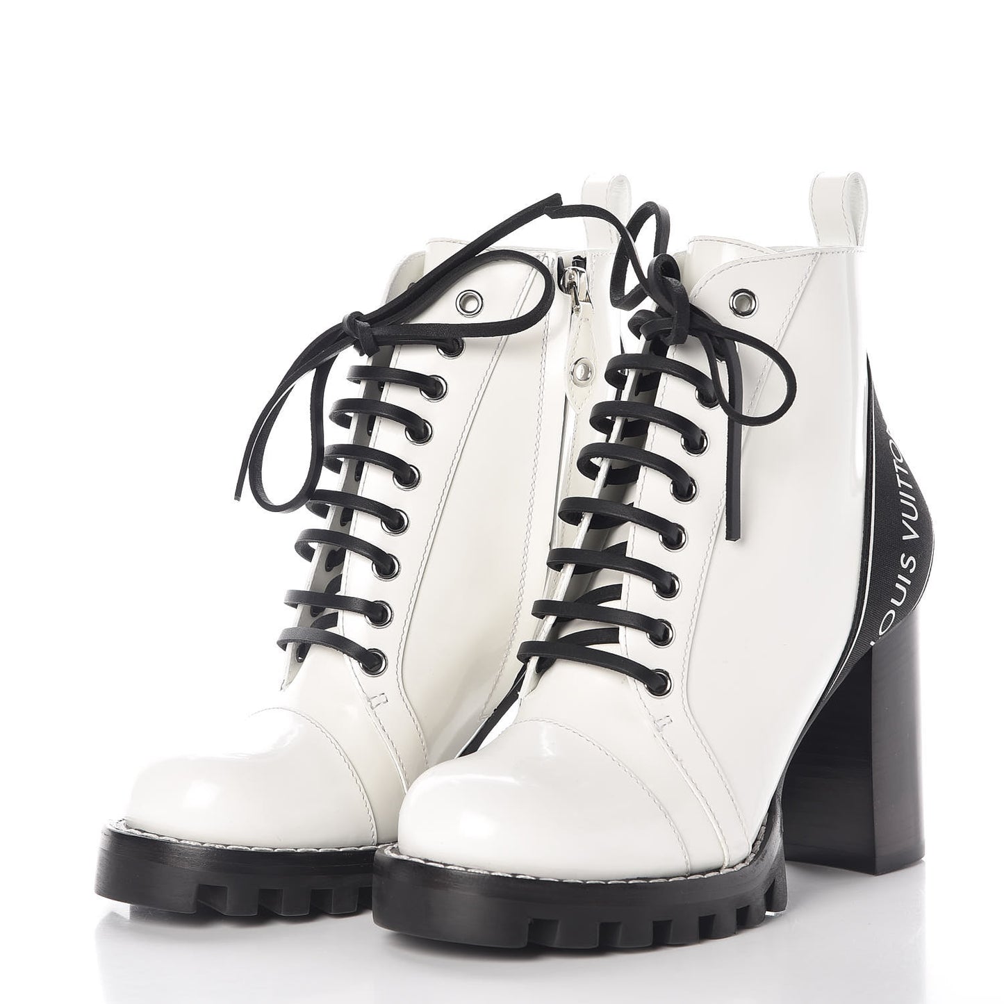 Patent Calfskin Star Trail Ankle Boots 36 White