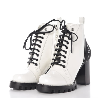 Louis Vuitton Patent Calfskin Star Trail Ankle Boots 36 White 3 of 10