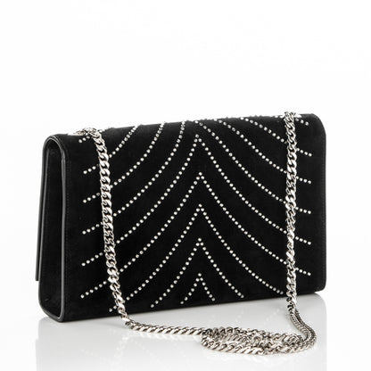 Saint Laurent Suede Crystal Medium Classic Monogram Kate Satchel Nero Black 3 of 5