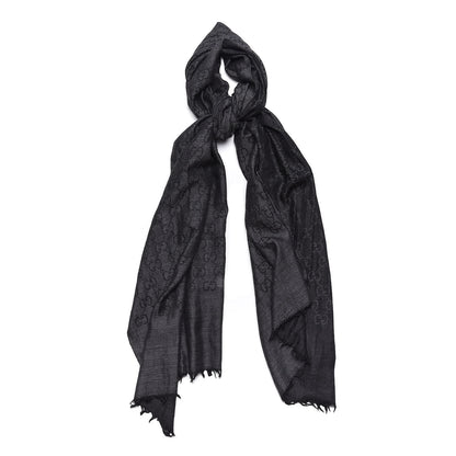 Gucci Wool Silk GG Monogram GGNat Plus Scarf Anthracite 1 of 5
