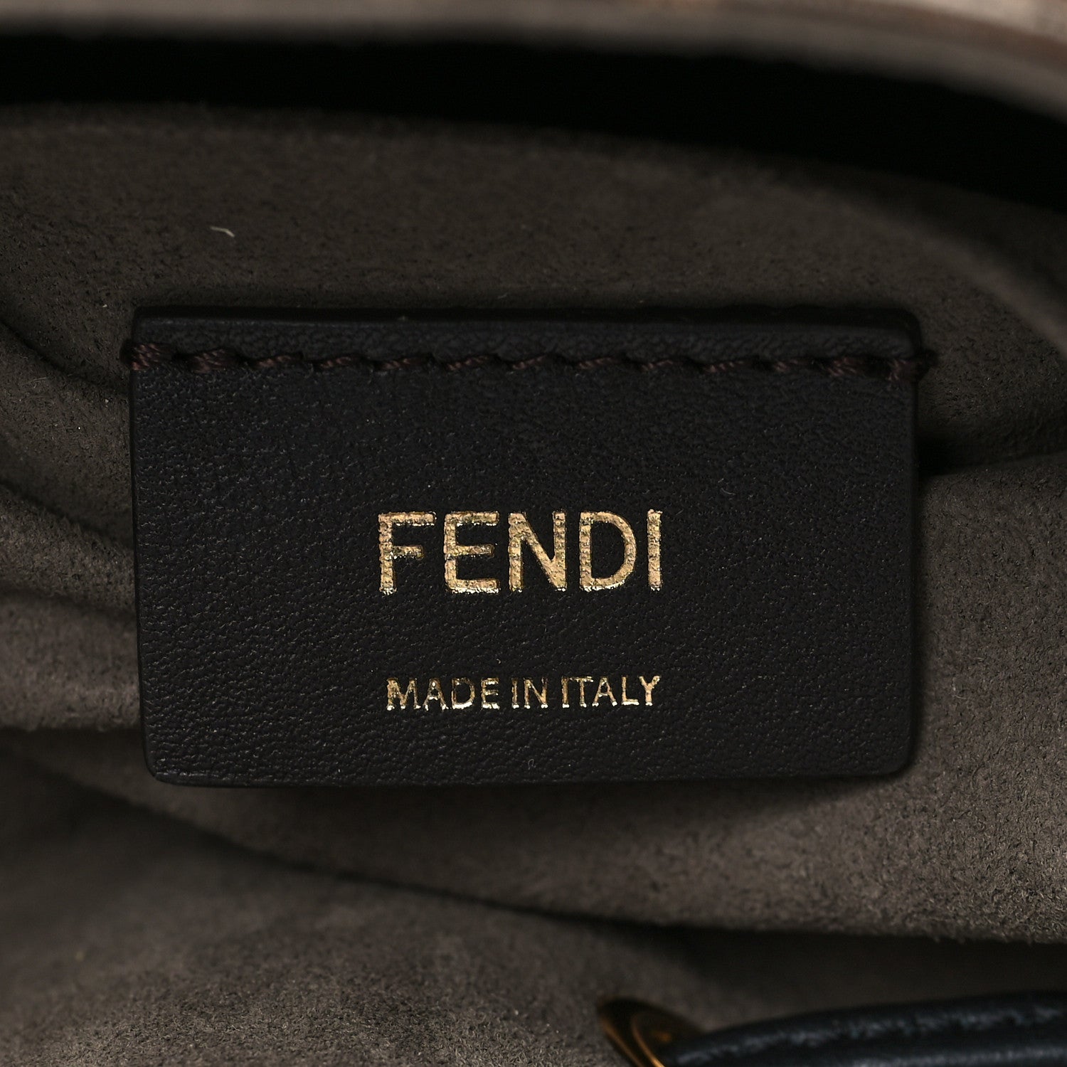 Fendi Glazed Fabric Vitello Grace F is Fendi FF 1974 Stamp Patch Grande Mon Tresor Bucket Bag Mogano Panna Black 6 of 11