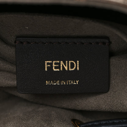 Fendi Glazed Fabric Vitello Grace F is Fendi FF 1974 Stamp Patch Grande Mon Tresor Bucket Bag Mogano Panna Black 6 of 11